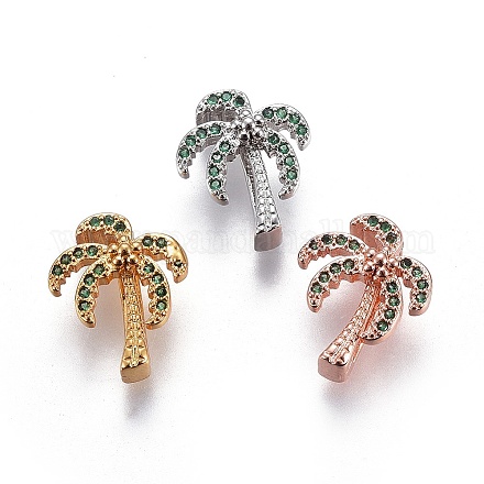 Brass Micro Pave Cubic Zirconia Slide Charms ZIRC-F094-21-RS-1
