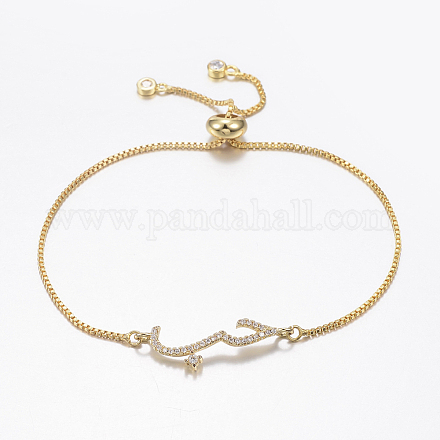 Adjustable Brass Micro Pave Cubic Zirconia Bolo Bracelets BJEW-G586-05G-1