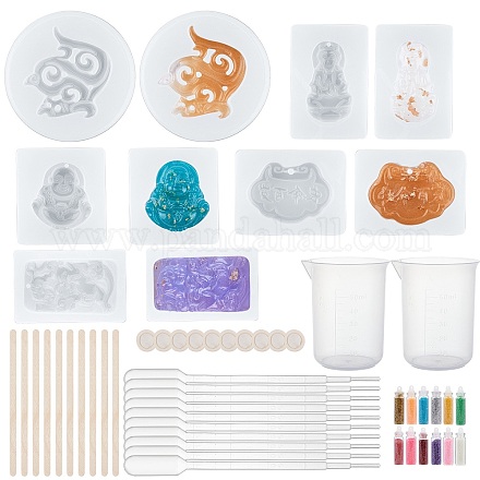 Bouddha bricolage pendentif moules en silicone kits DIY-OC0002-86-1