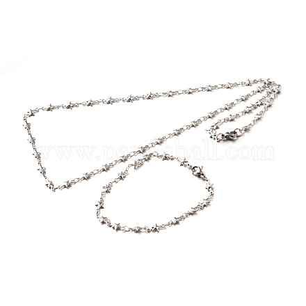 304 Edelstahl-Sterne-Schmuck-Sets Halsketten und Armbänder SJEW-O023-10P-1