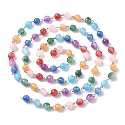 Chaînes de perles rondes en résine faites à la main AJEW-JB01166-1