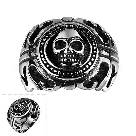 Punk Rock Style Men's 316L Surgical Stainless Steel Skull Rings RJEW-BB06632-8-1
