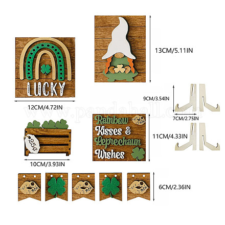 St. Patrick's Day Holz-Tablett-Dekor-Sets PW-WG63196-01-1