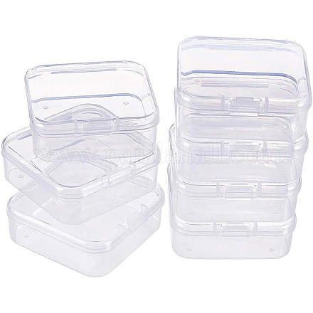 BENECREAT 18 pack Square Clear Plastic Bead Storage Containers Box Case with Flip-Up Lids for Items CON-BC0004-52-1