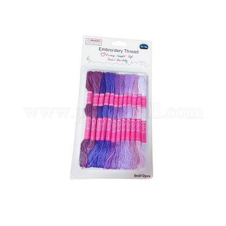 12 Skeins 12 Colors 6-Ply Polyester Embroidery Floss PW-WG76902-07-1