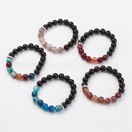 Agate naturelle bracelets perles stretch teint BJEW-JB02736-1
