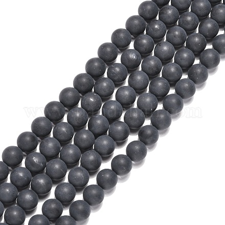 Natürliche schwarze Achat Perlen Stränge X-G-H1617-1