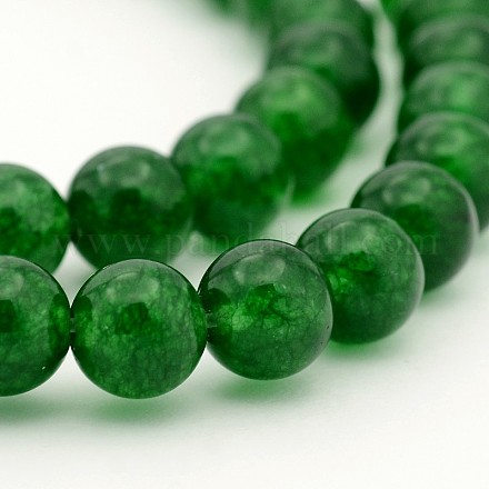 Chapelets de perles rondes en jade blanc naturel teinté G-J285-18-1