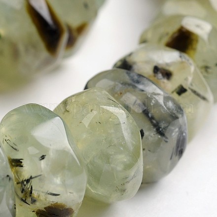 Faceted Rondelle Natural Prehnite Gemstone Bead Strands G-J332-C08-1