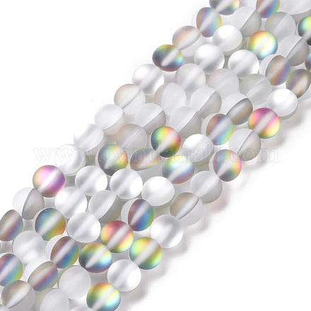 Synthetic Moonstone Beads Strands G-R375-8mm-A20-1