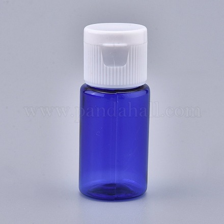 ペットのプラスチック製の空のフリップキャップボトル  白いppのプラスチック製のふた付き  旅行用液体化粧品サンプル用  ブルー  2.3x5.65cm 容量：10ml（0.34液量オンス）。 MRMJ-K002-A04-1