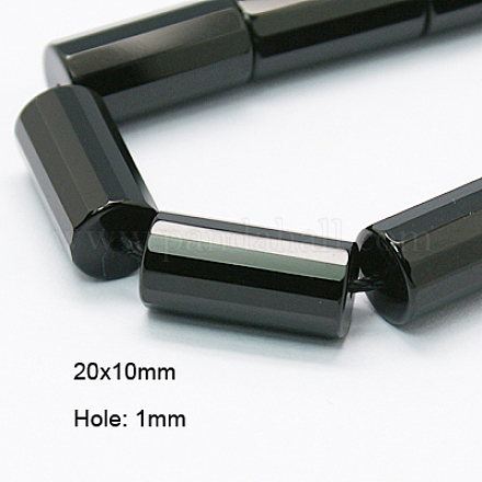Natural Black Onyx Beads Strands G-E039-FC-20x10mm-1