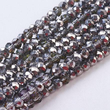 Chapelets de perles en rondelles facettées en verre électrolytique EGLA-D020-3x2mm-21-1