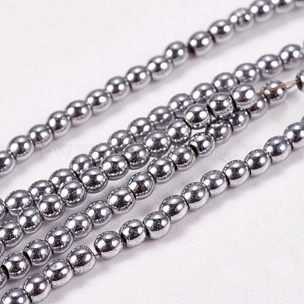 Chapelets de perles en hématite synthétique sans magnétiques G-J169A-2mm-02-1