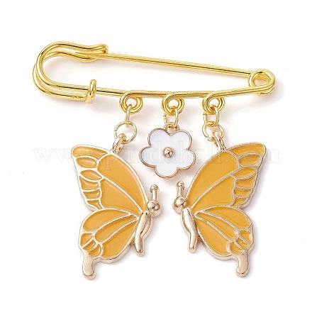 Broches en alliage d'émail avec breloque papillon et fleur pour femmes JEWB-BR00144-05-1