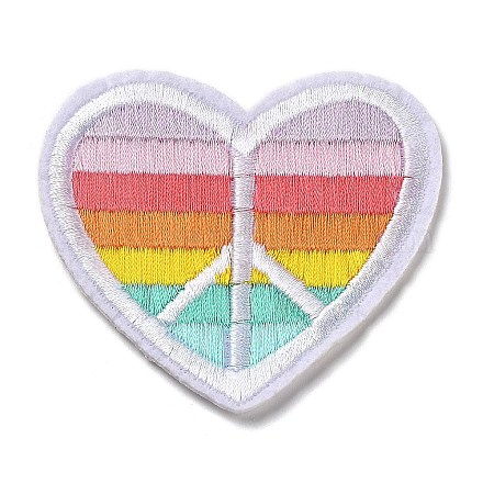 Corazón con apliques de signo de la paz y rayas de lluvia DIY-D080-08-1