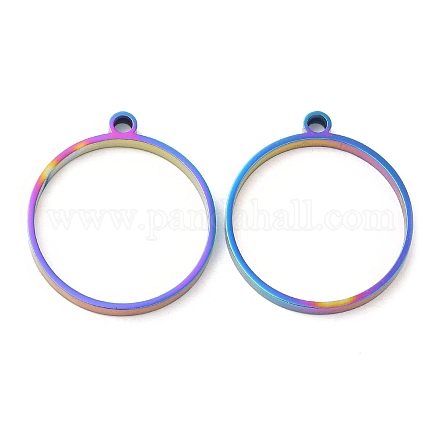 304 pendentifs ronds plats à lunette arrière ouverte en acier inoxydable STAS-Z040-04B-RC-1