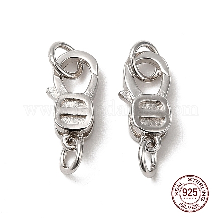 Rhodium Plated 925 Sterling Silver Lobster Claw Clasps STER-D006-23P-1