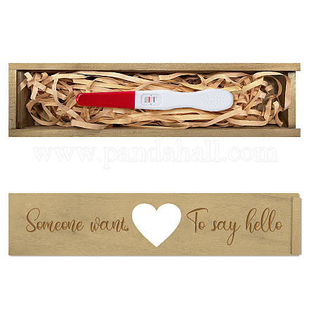 CHGCRAFT Pregnancy Wooden Announcement Gifts Pregnancy Test Keepsake Box with Slide Cover Love Hollow Box with Raffia Ribbon to Husband Grandparents Parents CON-WH0102-004-1