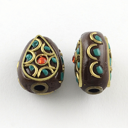 Teardrop Handmade Rhinestone Indonesia Beads IPDL-Q037-15A-1