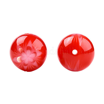 Flower Opaque Resin Beads RESI-T054-001C-1