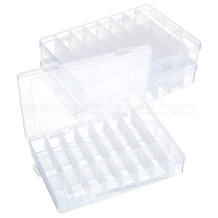 24 Gitter-Aufbewahrungsbehälter für Kunststoffperlen CON-WH0086-053B-1