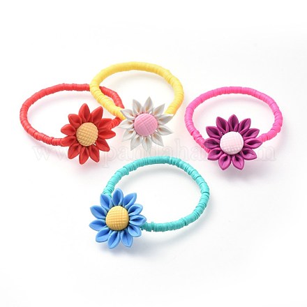 Eco-Friendly Handmade Polymer Clay Beads Kids Stretch Bracelets BJEW-JB04612-M-1