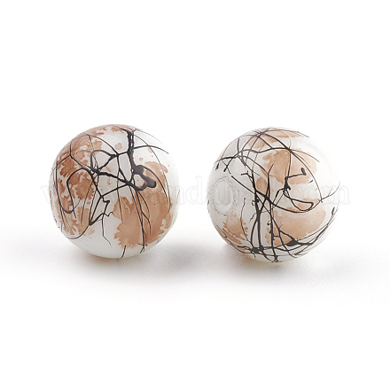 Chapelets de perles en verre peint brossé & cuisant GLAA-S176-10mm-15-1