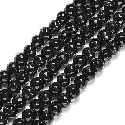 Black Stone Beads Strands X-G-I087-6mm-1