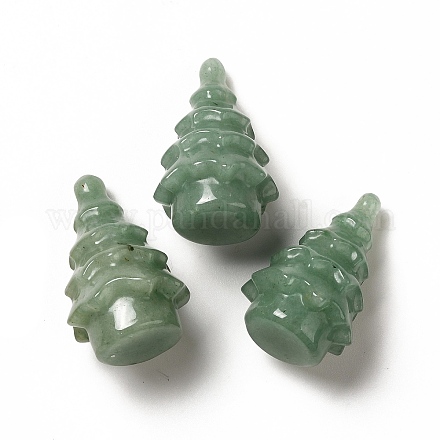 天然の緑のアベンチュリンディスプレイ装飾  クリスマスツリー  38.5x24.5mm G-G997-E02-1