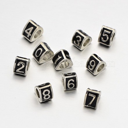 Triangle with Number Alloy Enamel European Beads X-MPDL-N036-30-1