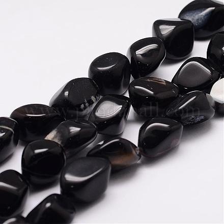 Chapelets de perles perles en agate noire naturelle G-K153-D02-1