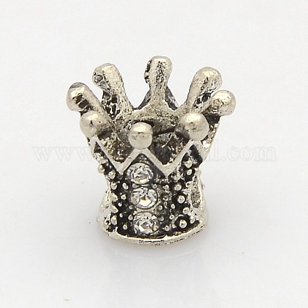 Crown Antique Silver Tone Alloy Rhinestone Beads ALRI-N025-02H-1