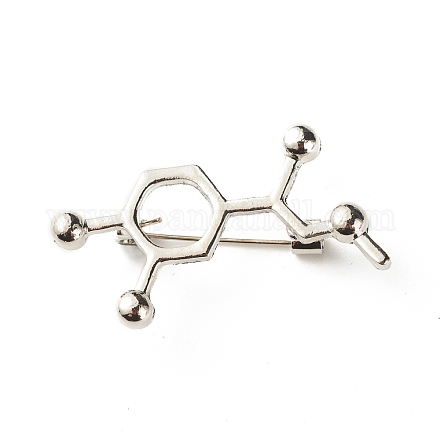 中空化学分子構造ブローチ  看護師教師学生のための化学式鉄合金襟章  プラチナ  20x40x10mm JEWB-C012-09B-1