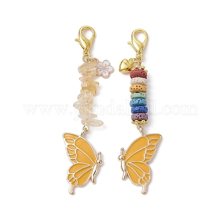 Butterfly Alloy Enamel Pendants Decoraiton HJEW-JM01637-05-1