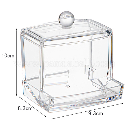 透明なプラスチック製の収納ボックス  綿棒用  綿パッド  ビューティーブレンダー  長方形  透明  9.3x8.3x10cm PW-WG25105-04-1