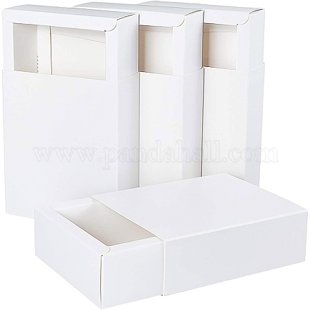 折りたたみ可能な紙の引き出しボックス  スライドギフトボックス  クリスマスラッピングギフト用  パーティー  結婚式  長方形  ホワイト  12.8x11x4.3cm CON-BC0005-97B-1