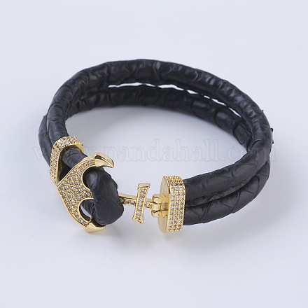 Handmade Snakeskin Leather Cord Bracelets BJEW-F301-C04-1