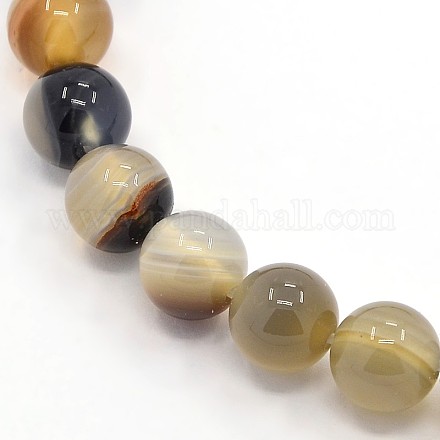 Natural Striped Agate/Banded Agate Beads Strands G-G582-10mm-26-1