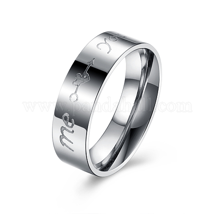 Los regalos del día de san valentín grabaron tú y yo anillos de pareja de acero de titanio para hombres RJEW-BB16362-7-1