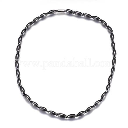 Magnétiques colliers de perles d'hématite synthétique NJEW-P190-13O-1
