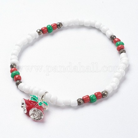 Glass Seed Beads Charm Bracelets BJEW-JB03691-01-1