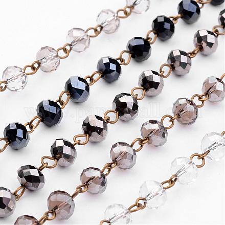 Chaînes de perles en rondelles en verre manuelles pour fabrication de colliers et bracelets AJEW-JB00240-1