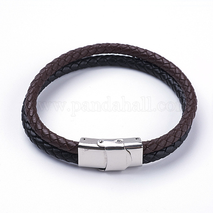 Плетеный кожаный шнур многожильных браслеты BJEW-F291-10A-1
