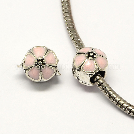Perles européennes alliage émail fleur de style grand trou MPDL-R036-51I-1