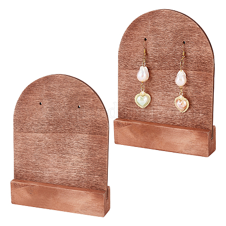 Bogenförmiger Holz-Einzelpaar-Ohrring-Diaplay-Ständer EDIS-WH0029-81A-1