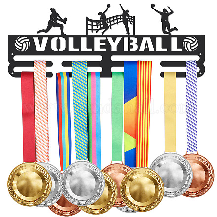 SUPERDANT Volleyball Medal Holder Women's Volleyball Medals Display Black Iron Wall Mounted Hooks for 60+ Hanging Medal Rack Display Competition Medal Holder Display Wall Hanging ODIS-WH0022-028-1