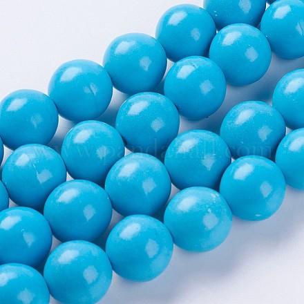 Chapelets de perles en turquoise synthétique G-E456-44-14mm-1