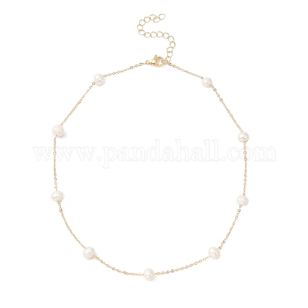 Collar de cadena con cuentas de perlas naturales NJEW-JN04345-1