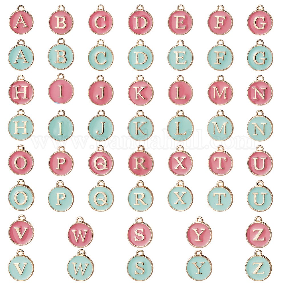 Shop SUNNYCLUE 1 Box 52Pcs Alphabet Letter Charms Alloy Enamel Sequins